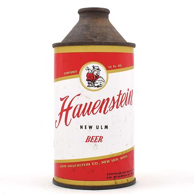 Hauenstein New Ulm Beer Cone Top 168-18. Brewer/Business Name: John Hauenstein Co., New Ulm, 