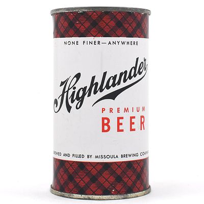 Highlander Beer Flat Top VANITY LID 82-11 EXCEPTIONAL. Brewer/Business Name: Missoula Brewing 