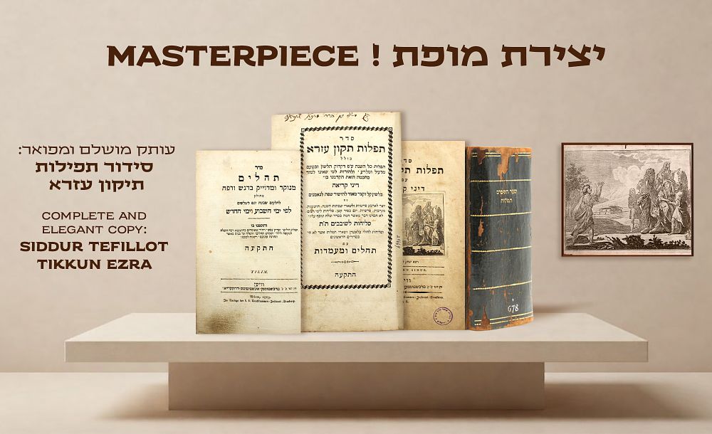 Masterpiece! First Time Auctioned! Complete and Elegant Copy: Siddur Tefillot Tikkun Ezra - 