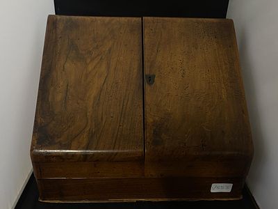 A antique stationery cabinet with interior compartments 38x21x34cm, shipping unavailable