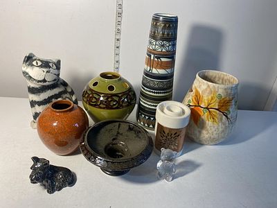 A job lot of assorted art pottery, shipping unavailable