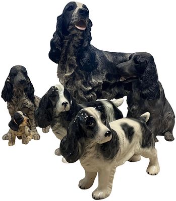 A Collection of Spaniel Dog Figurines, No Shipping. Height ranging between 19cm - 36cm