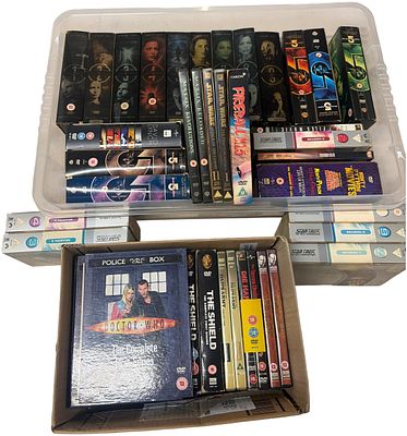 A Collection of Science Fiction, Cult Television, and Film DVD Box Sets and Titles (unchecked)