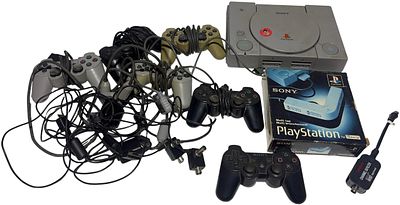 A Collection of Sony PlayStation 1 Gaming Equipment and Accessories (untested)