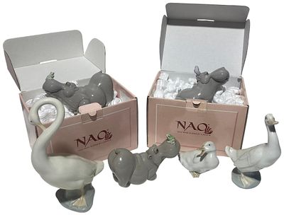 A Collection of Nao by Lladr&oacute; Porcelain Animal Figurines. 2 are boxed, No shipping