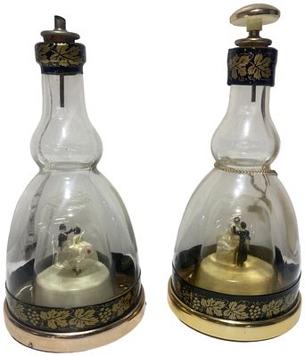 Two Prince Musical Liqueur Decanters with Ballerina Figurines. One missing top. No shipping.