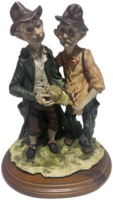 Italian Cold-Cast Porcelain Figurine Group of Two Men in the Capodimonte Style, No shipping