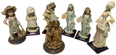 A Collection of Seven Giuseppe Armani for Florence Sculture d'Arte Figurines. Tallest 28cm. No 