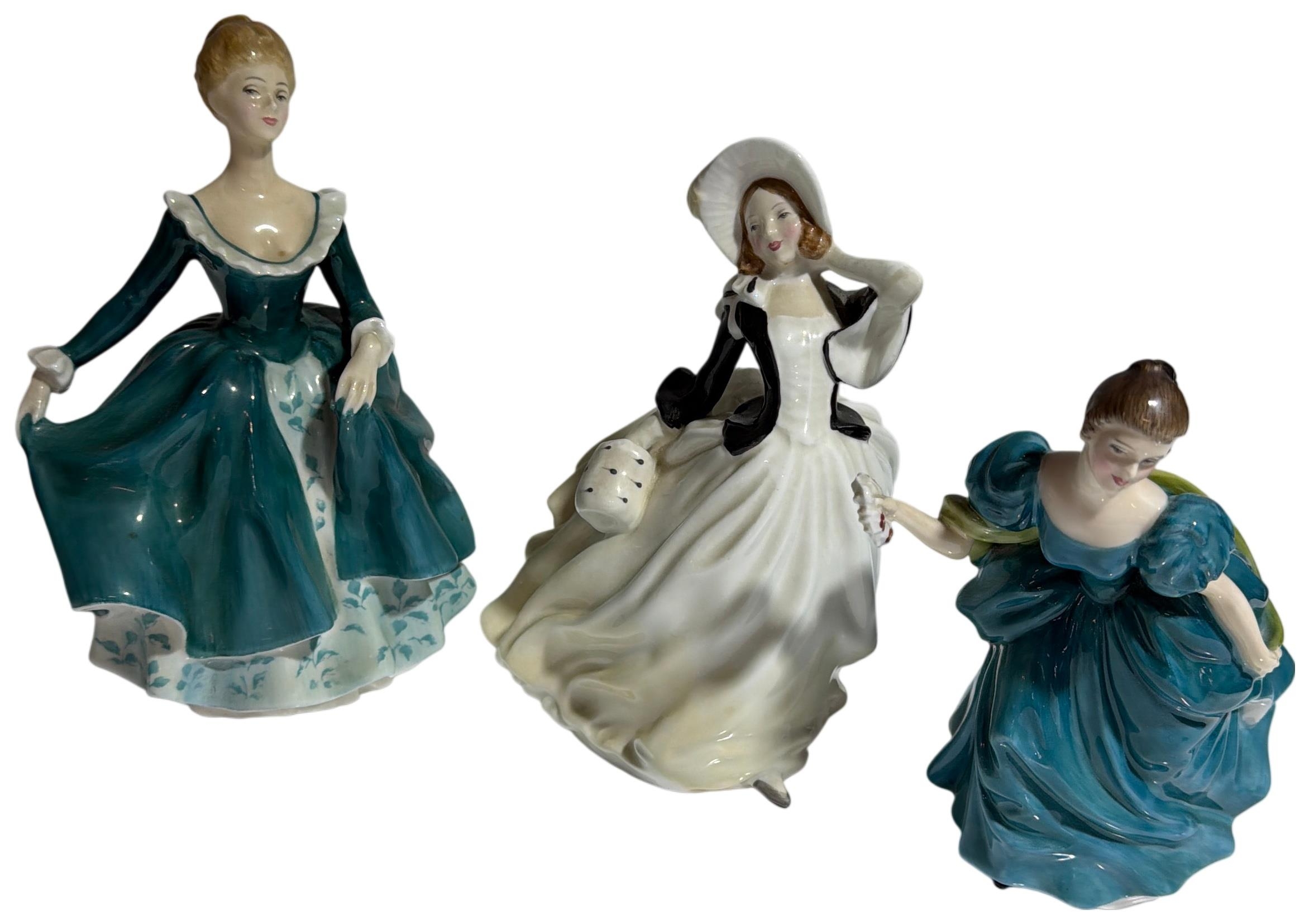 Three Royal Doulton hand-painted bone china figurines, No Shipping
