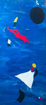 Новиков Игорь Алексеевич (1961 г.р.) - Морская стихия. 1990-е гг. Холст, масло. 45 х 100 см. ПОДПИ 