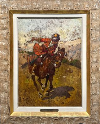 Рубо Франц Алексеевич (1856-1928) - Всадник на рыжем коне. 1910-е - 1920-е гг. Картон, масло. 62 