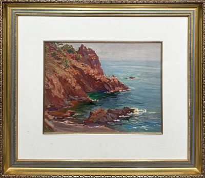 Вещилов Константин Александрович (1878-1945) - Вечерний морской пейзаж. Доска, масло. 25,4 х 33 см. 