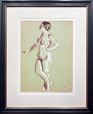 Нивинский Игнатий Игнатьевич (1881-1933) - Стоящая обнаженная с рукой у бедра. 1914 г. Бумага 