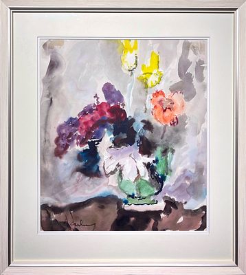 Фонвизин Артур Владимирович (1882-1973) - Зеленая ваза. 1952 г. Бумага, акварель. 44 х 39 см. ЭКСПЕ 