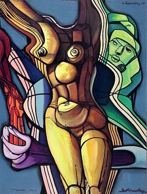 Неизвестный Эрнст Иосифович (1925-2016) - Женский торс. 1980 г. Холст, акрил. 124 х 94,4 см. ПОДПИС 