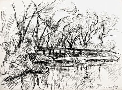 Кончаловский Петр Петрович (1873-1956) - Пейзаж Крылатское. 1922 г. Бумага, итальянский карандаш. 