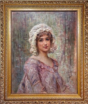 Маковский Константин Егорович (1839-1915) - Дама в белом чепце. Начало XX в. Холст, масло, 74 х 57 см. 