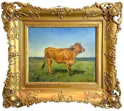 Маковский Владимир Егорович (1846-1920) - Бычок. 1876 г. Холст, масло. 30,5 х 37 см. ЭКСПЕРТНОЕ 