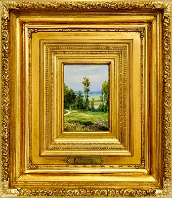 Поленов Василий Дмитриевич (1844-1927) - Летний пейзаж. Вид на Оку. 1896 г. Холст на картоне 