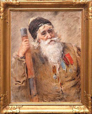 Маковский Константин Егорович (1839-1915) - Казак. Рубеж XIX-XX вв. Холст, масло. 61,3 х 46,5 см. Э 