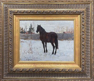 Кившенко Алексей Данилович (1851-1895) - Гнедая. 1894 г. Холст на картоне, наклеенном на фанеру 