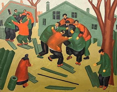 *Врубель Дмитрий Владимирович (1960-2022) - Двор. 1986 г. Оргалит, масляные и акриловые краски. 48 