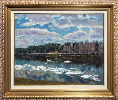 Жуковский Станислав Юлианович (1875-1944) - Ледоход на Немане. 1931 г. Холст, масло. 53 х 65,5 см. 