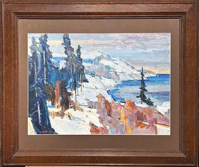 Нисский Георгий Григорьевич (1903-1987) - Байкал. 1960-е гг. Картон, масло. 34 х 47 см. ЭКСПЕРТНОЕ 