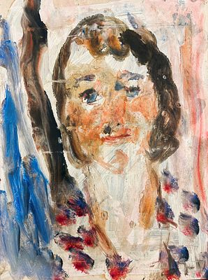 Зверев Анатолий Тимофеевич (1931-1986) - Люся. 1961 г. Бумага, темпера, масло. 50,3 х 38,5 см. ЭКС 