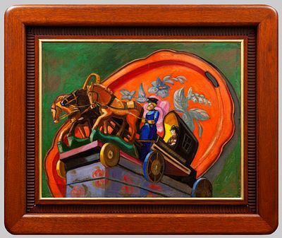 *Судейкин Сергей Юрьевич (1882-1946) - Тройка. 1920-е гг. Дерево, масло. 55,7 х 70,8 см. ЭКСПЕРТНОЕ 