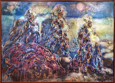 *Хамдамов Рустам Усманович (1944 г.р.) - Во славу Врубеля. 2000 г. Холст, смешанная техника. 138,2 