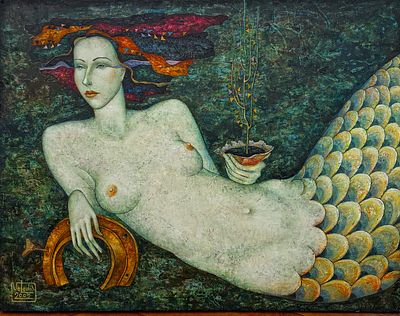Попов-Масягин Владимир (1961 г.р.) - Русалка. 2002 г. Холст, акрил. 73 х 92 см. ПОДПИСЬ И 