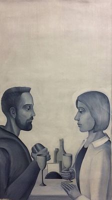 *Косинская Надежда Владимировна (1981 г.р.) - Ужин. 2017 г. Холст, масло. 125 х 70 см. Косинская 