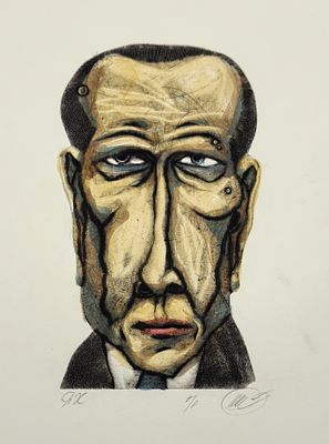 *Штапаков Юрий Александрович (1958 г.р.) - Даниил Хармс. 1999-2000 гг. Бумага, сухая игла 