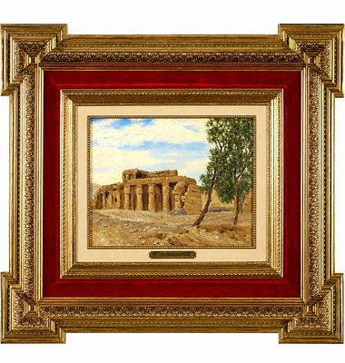 Семирадский Генрих Ипполитович (1843-1902) - Пейзаж с античным храмом. 1880 г. Картон, масло. 23 
