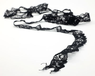 Кружева черные. Коклюшечное плетение. Россия, 19 век. 
х/б нить, ручное крашение, вязание на 