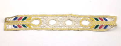 Кружево ручной работы. Коклюшечное плетение. СССР, 1950-е гг. 
Разноцветная нить 