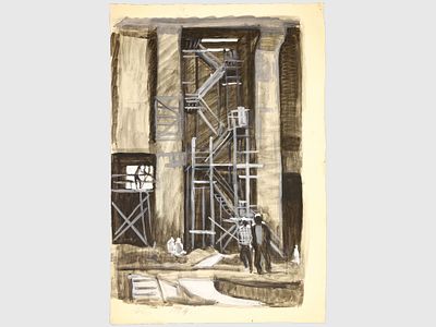 [Суровый стиль] Курзенков Л.С. Картина "Рабочее", 1964 г. 
На лицевой стороне работы в нижней 