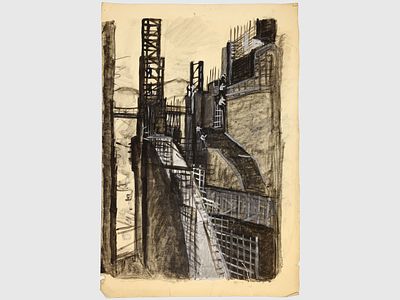 [Суровый стиль] Курзенков Л.С. Картина "Рабочее II", 1964 г. 
Работа не имеет подписи, однако 