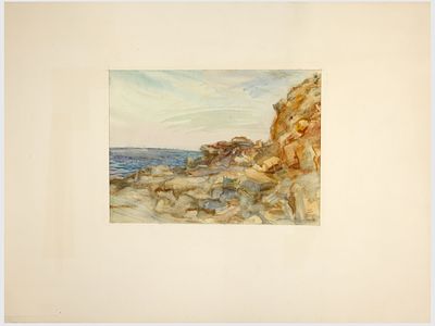 [Архив художника] Курзенков Л.С. Рисунок &laquo;Скалы и море. Безводное&raquo;, 1983 г. 
На оборотной 