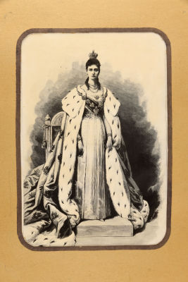 Печать с гравюры Брожа К.О. "Портрет императрицы Марии Федоровны". 
Бумага, офорт. 