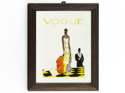 [Модерн, ар-деко] Винтажное зеркальное панно "Vogue" (№62). Англия, середина 20 века. Печать 