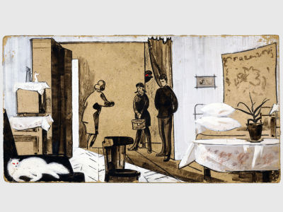 [Архив художника] Курзенков Л.С. Картина двусторонняя, из серии работ &laquo;Воспоминания&raquo; (№4). 