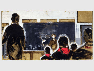 [Архив художника] Курзенков Л.С. Картина &laquo;Школьный день&raquo;, из серии работ &laquo;Воспоминания&raquo; (№5).