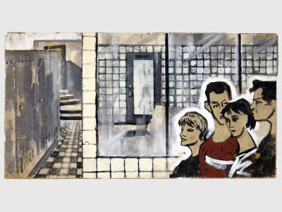 [Архив художника] Курзенков Л.С. Картина &laquo;В подъезде&raquo;, из серии работ &laquo;Воспоминания&raquo; (№6). 