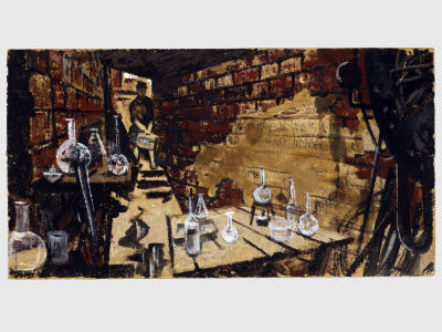 [Архив художника] Курзенков Л.С. Картина &laquo;В лаборатории&raquo;, из серии работ &laquo;Воспоминания&raquo; 