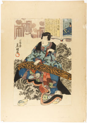 [Японское искусство, жанр укиё-э] Утагава Кунисада. Ксилография "Сцена из спектакля театра 