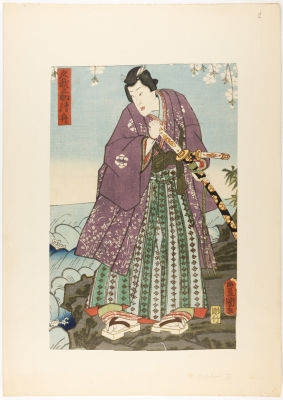 [Японское искусство, жанр укиё-э] Утагава Кунисада. Ксилография "Актер театра Кабуки", первая 
