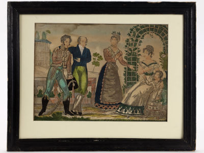 Неизвестный мастер. Раскрашенная гравюра "Le Lever de la Mari&eacute;e". XIX в.