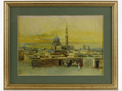 Литография с тонировкой акварелью &laquo;Египетский пейзаж&raquo; (?), вторая половина XX в.